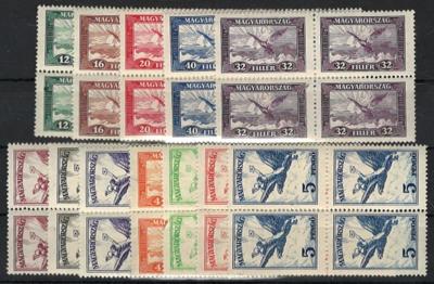 ** - Ungarn 1927/30 Mi.430-37 und - Briefmarken und Ansichtskarten