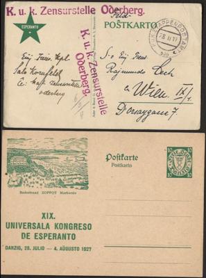 Poststück/Briefstück - Partie Poststücke div. Europa mit wenig Übersee - dabei viel mit Bezug ESPERANTO, - Briefmarken und Ansichtskarten