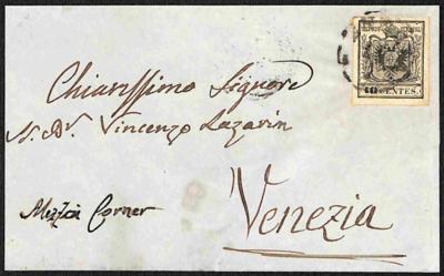 Poststück - Lomb.-Ven. Nr. 2M schwarz, - Stamps and postcards