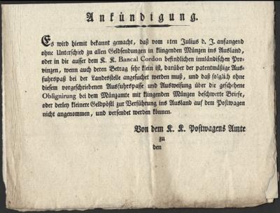 Poststück - Österr. 1800 Ankündigung - Známky a pohlednice