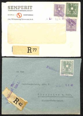 Poststück - Österr. 1945 - 2 versch. Stempelprovisorien Postamt Wimpassing, - Francobolli e cartoline