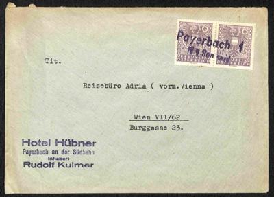 Poststück - Österr. 1945 - Stempelprovisorium "Payerbach 1" vom 11.9. 1945 nach Wien, - Briefmarken und Ansichtskarten