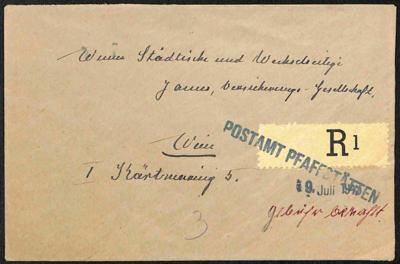 Poststück - Österr. 1945 - Stempelprovisorium "POSTAMT PFAFFSTÄTTEN" rekommandiert vom 9. Juli 1945, - Známky a pohlednice