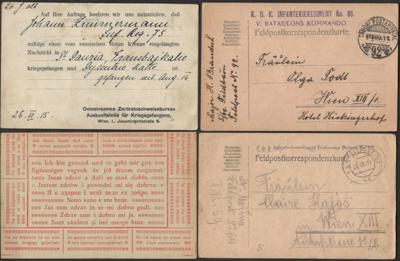 Poststück - Österr. Feldpost WK I - Sammlung Feldpost der Infanterie - Regimenter Nr. 50bis 99, - Briefmarken und Ansichtskarten