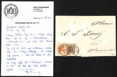 Poststück - Österr. Nr. 3H Ib blassrot + 4H Ib schwarzbraun auf Faltbrief von Debreczin nach Herrmannstadt aus 1852, - Francobolli e cartoline