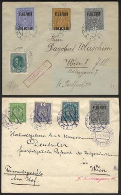 Poststück - Österr. - Partie Flugpost 1918 - Lemberg - Wien mit div. Flugdaten, - Briefmarken und Ansichtskarten