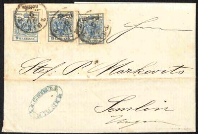 Poststück - Österreich 1857 Faltbrief der 3. Gewichtsstufe TRIEST nach SEMLIN, - Známky a pohlednice
