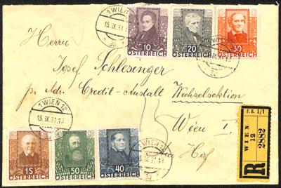 Poststück - Österreich 1931 Nr.524-29 (Dichter) Reko-Satzbrief, - Briefmarken und Ansichtskarten