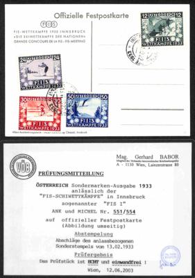 Poststück - Österreich 1933 Nr.551-54 (FIS - Francobolli e cartoline