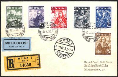 Poststück - Österreich 1933 Nr.557-62 (Katholiken) RekoFlugpostbrief nach BERLIN-NEUKOLLN, - Briefmarken und Ansichtskarten