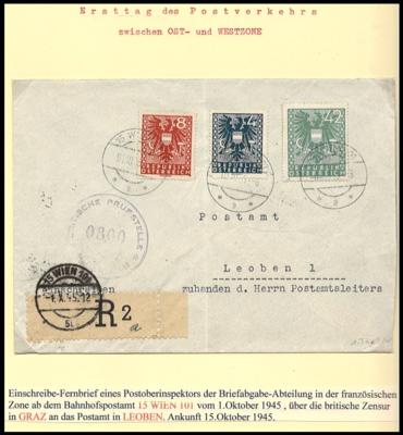 Poststück - Österreich 3 interess. Briefe mit Wappen bzw. Posthornfrank. 1945/46, - Briefmarken und Ansichtskarten