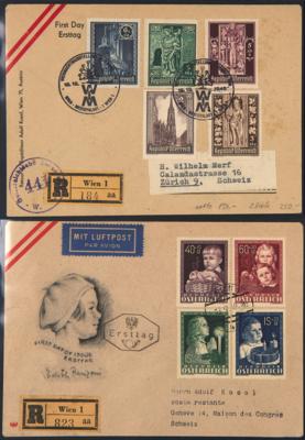 Poststück - Sammlung meist FDCS Österr. ca. 1946/1957, - Stamps and postcards