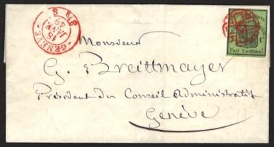 Poststück - Schweiz 1849 Genf Nr.5 Großer Genfer Adler auf Briefhülle der Stadtpost, - Francobolli e cartoline