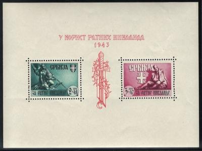 ** - D. Bes. Serbien - Block 4 IV - Stamps and postcards