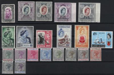 **/*/gestempelt - Partie Zypern mit Gibraltar und Malta, - Briefmarken und Ansichtskarten