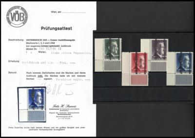 ** - Österr. Nr. 693 II/696 II linke untere Bogenecken, - Briefmarken und Ansichtskarten