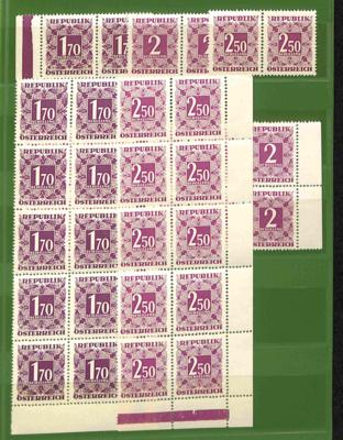 ** - Österr. Porto 1949 Nr. 232/259 xa - 12 kpl. Sätze etc., - Briefmarken und Ansichtskarten