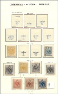 **/* - Sammlung  Österr. Neudr. d. Ausg. 1850/1863 - u.a. Neudr. 1870 d. Nr. 1/5, - Stamps and postcards