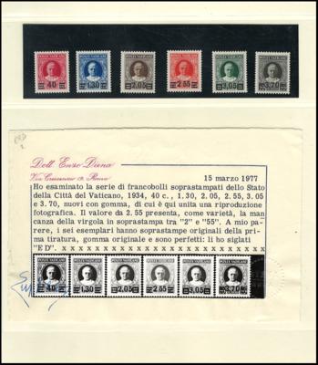 ** - Vatikan Nr. 39/44 mit Attest Diena, - Stamps and postcards