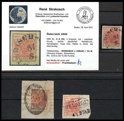 Briefstück/gestempelt - Österr. Abstempelungen AUSSEE IN MÄHREN Schraffenstempel auf Briefstück (Müller 113a/180 P), - Stamps and postcards