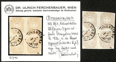 gestempelt/Briefstück - Nr. 29 d bräunlichlila im Viererblock, - Briefmarken und Ansichtskarten