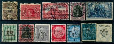 gestempelt - Dt. Reich Partie von ca.260 meist versch. PERFIN von Germania bis Hindenburg, - Stamps and postcards