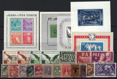 gestempelt/*/** - Sammlung Schweiz ca.1862/1980 u.a. mit Bl. Nr. 1 (NABA) **, - Briefmarken und Ansichtskarten