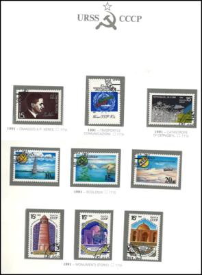 gestempelt/*/** - Sowjetunion - reichh. Partie Dubl. aus ca. 1955/1985 mit vielen Blöcken, - Stamps and postcards