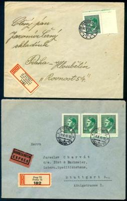 Poststück - Böhmen u. M. 1945 neun Recobriefe mit 4,20Kc Frankaturen, - Briefmarken und Ansichtskarten