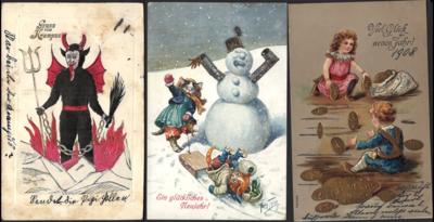 Poststück - ca.200 Motivkarten Krampus- Weihnachten - Neujahr, - Briefmarken und Ansichtskarten