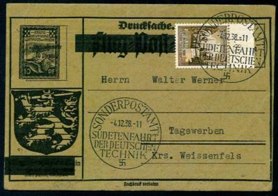 Poststück - D.Reich Sonderdrucksache für die Sudetenfahrt der deutschen Technik 1938, - Briefmarken und Ansichtskarten