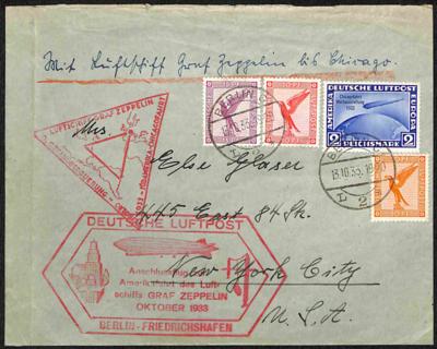 Poststück - Dt. Reich Zeppelin 1933 Chicagofahrt Brief ab BERLIN mit 2RM Sondermarke nach Chicago, - Stamps and postcards