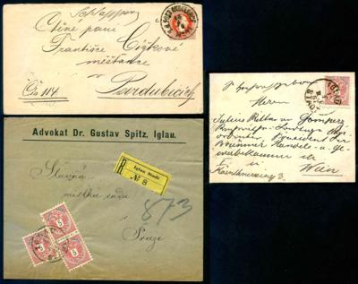 Poststück - Iglau über 50 Belege der Ausg. 1867/1883, - Stamps and postcards