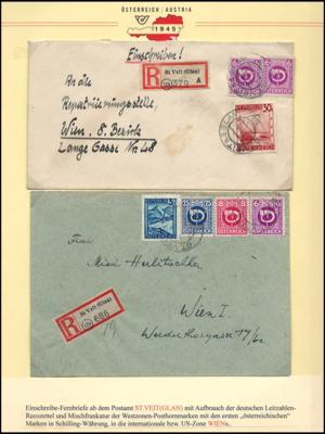 Poststück - Kärnten 1945 - ca. 55 Belege mit interess. Stücken, - Stamps and postcards