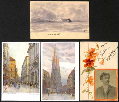 Poststück - Ludwig Hans Fischer - 35 Künstlerkarten nach seinen Aquarellen, - Stamps and postcards