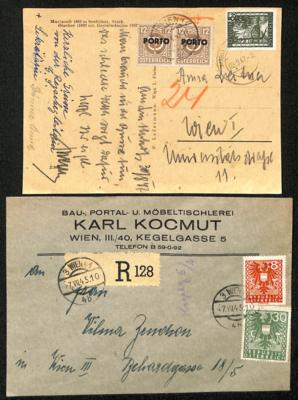 Poststück - Österr. 1945/1947 - 29 meist Reko- bzw. Zensurbriefe, - Francobolli e cartoline