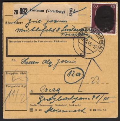 Poststück - Österr. 1945 - Überrollerpost - Stamps and postcards