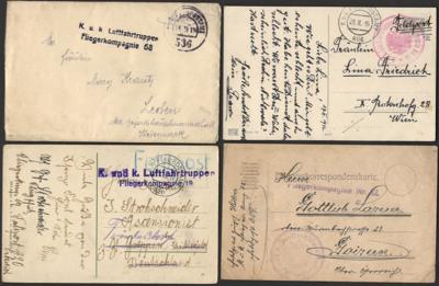 Poststück - Österr. Feldpost WK I - Partie Flieger - Einheiten sowie Ballon, - Briefmarken und Ansichtskarten