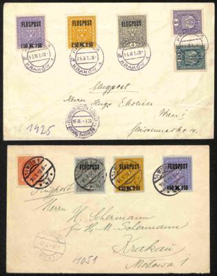 Poststück - Österr. Flugpost 1918 4 Flugpost Satzbriefe versch. Teilstrecken vom 18. IV, - Stamps and postcards