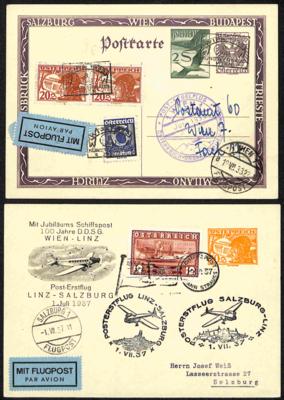 Poststück - Österr. Flugpost 1927/37 Sammlung von 34 Flugpost belegen, - Stamps and postcards