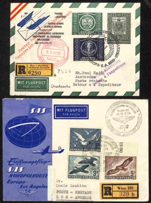 Poststück - Österr. Flugpost 1950/54 9 Flugpostbriefe, - Francobolli e cartoline