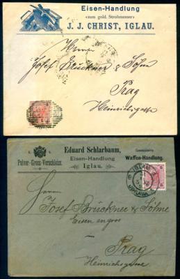 Poststück - Österr. (Sprachinsel) Iglau Belege der Kreuzerausg. 1890, - Francobolli e cartoline