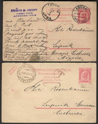 Poststück - Partie Ganzsachen meist Österr. Monarchie u.a. mit Antwortkarte aus Rio de Janeiro 1908 und Athen 1910, - Briefmarken und Ansichtskarten