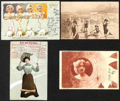 Poststück - Partie Motivkarten "Frauen", - Stamps and postcards