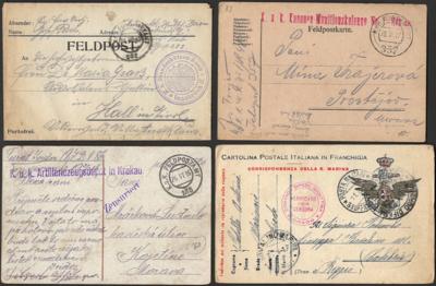 Poststück - Partie Österr. Feld- u. Kriegsgefangenenpost WK I u.a. mit Landsturm - Standschützen, - Stamps and postcards