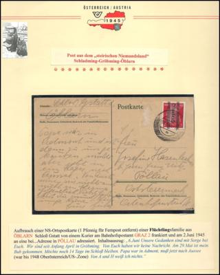 Poststück - Steiermark 1945 mit div. tls. seltenen Portoabgeltungen, - Briefmarken und Ansichtskarten