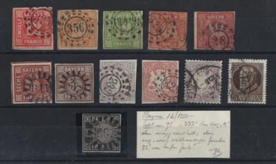 .Briefstück/* - altd. Staaten - Sammlung Bayern u.a. mit Nr. 1 II mit Ringnummernstempel "337", - Stamps and postcards