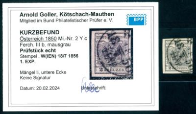 .Briefstück - Österr. Nr. 2 M IIIb mausgrau, - Briefmarken und Ansichtskarten