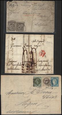 **/*/Briefstück/Poststück - Frankreich u. Kolonien - interess. Partie Poststücke  Frankr. ab Vorphila, - Stamps and postcards