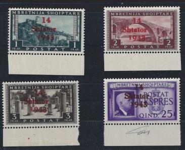 ** - D. Bes. Albanien Nr. 11/ 14 vom unteren Bogenrand, - Stamps and postcards